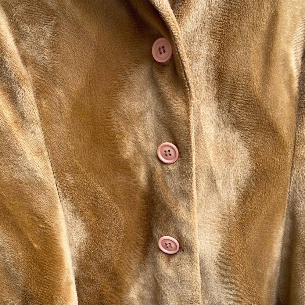 Vintage Brown Velvet Button Up Coat - Picture 4 of 8